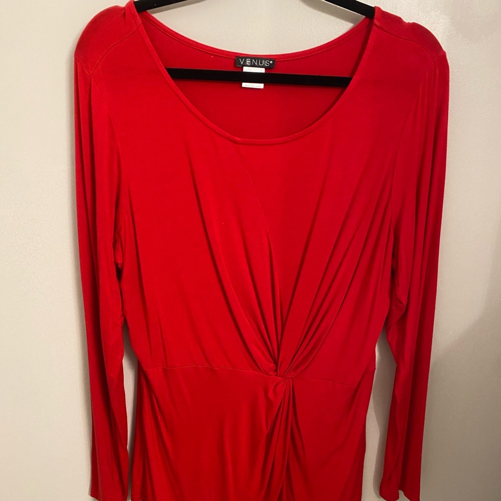 VENUS Vibrant Red Twist Front Blouse